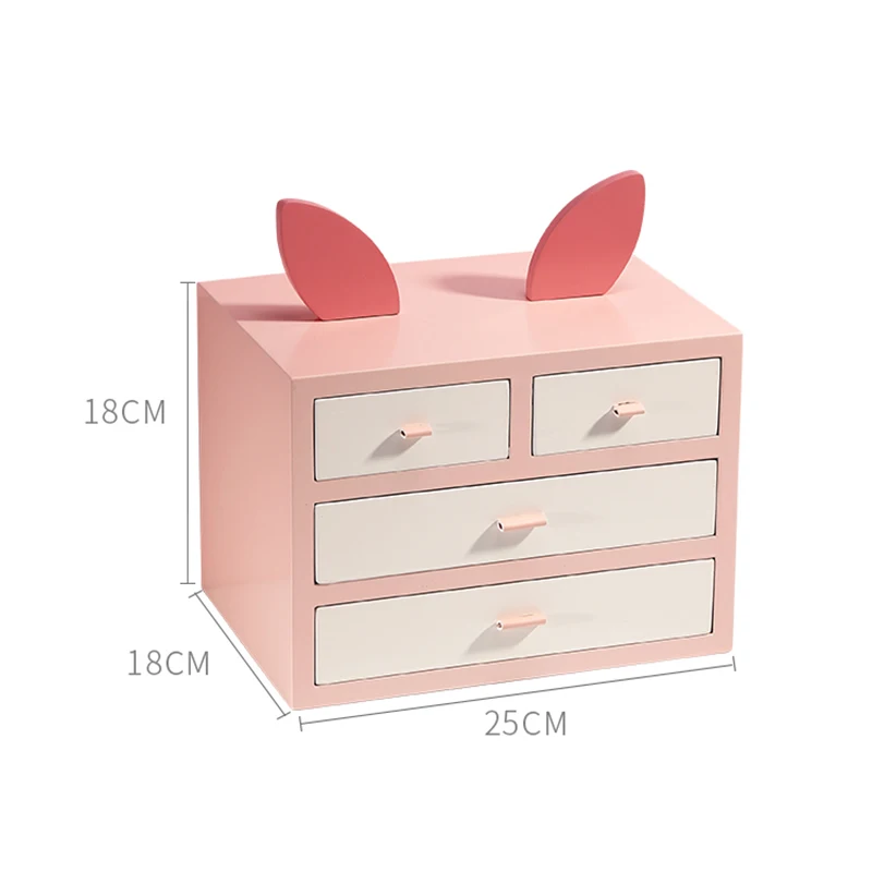 

PINK Luxury Cartoon Large Wooden Jewelry Box Organizer Drawer Jewellery Case Gift Casket Earring Ring Necklace Storage Box