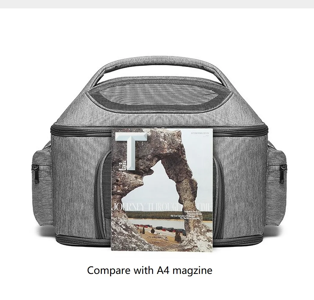 Bolso de hombro plegable para mascotas, bolsa para transportar perros y gatos, Color s&oacute;lido, 43x31x35cm, 7,5 kg-5