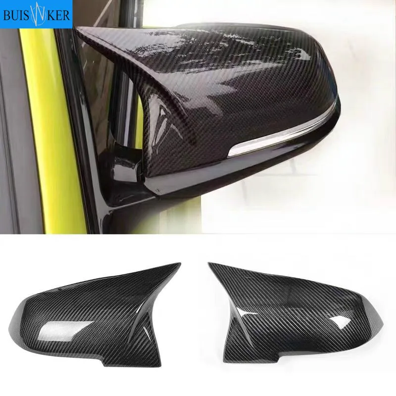 2pcs Auto Car Rear View Side Mirror Cover Trim For BMW F20 F21 F22 F23 F30 F31 F32 F36 X1 E84 F87 M2 Carbon Fiber Style