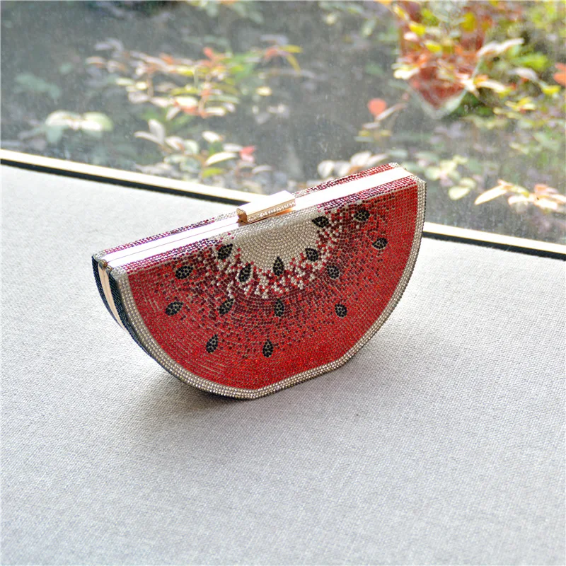 

Watermelon Slice Evening Clutch Bags For Women Rhinestones Handbags Party Cocktail Purses Dinner Bag