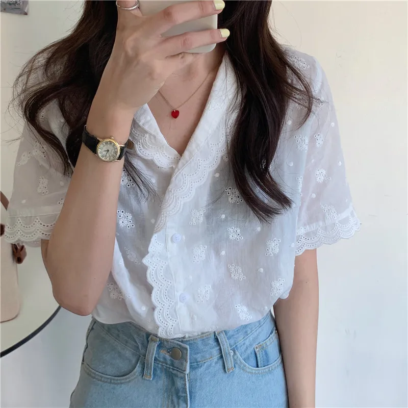 

New spring Vintage solid female Oversize Tops Women Shirt short sleeve Girls Blouse Summer Plus Size Women Blouses femme Blusas