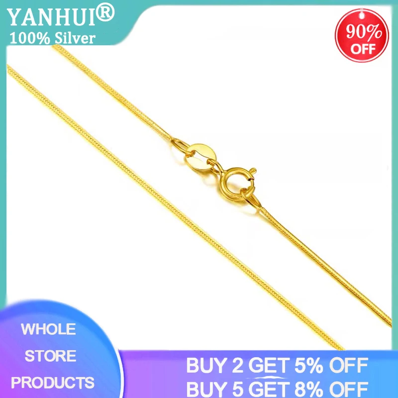 

YANHUI Gold Color Tibetan Silver S92 Jewelry 1mm Snake Chain Necklaces Women DIY Daily Statement Necklace Women Gift