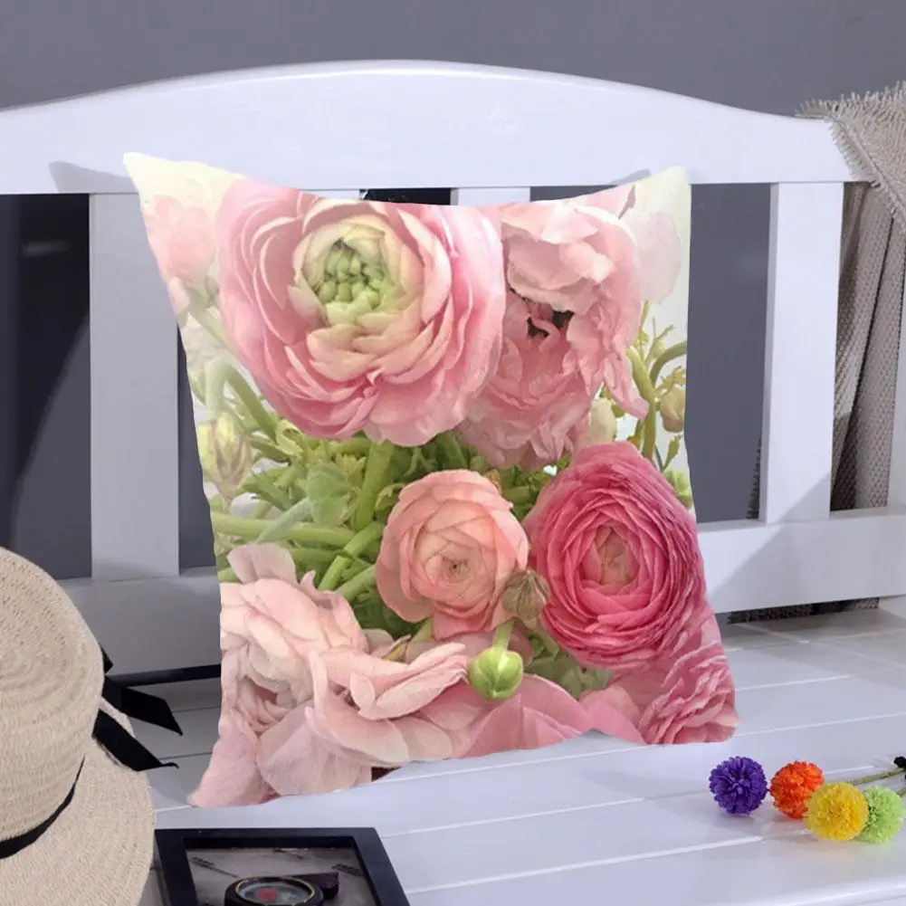 

Big Rose Art Flower Home Fashion Pillow Super Soft Pillowcases Short Car Cushion 45*45cm Decorative Home Cover Fashion Plus D3F0