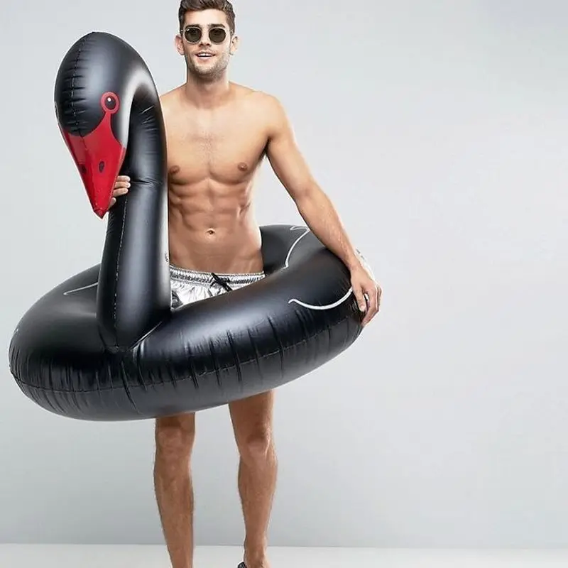 Надувное черно белое Лебединое Кольцо гигантское кресло для бассейна плавающее