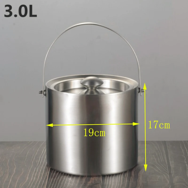 

Large 2L/3L Insulated Double Walled Stainless Steel Ice Bucket with Lid for Party Bar KTV Ice Wine Drink Cooler Beer Cooler