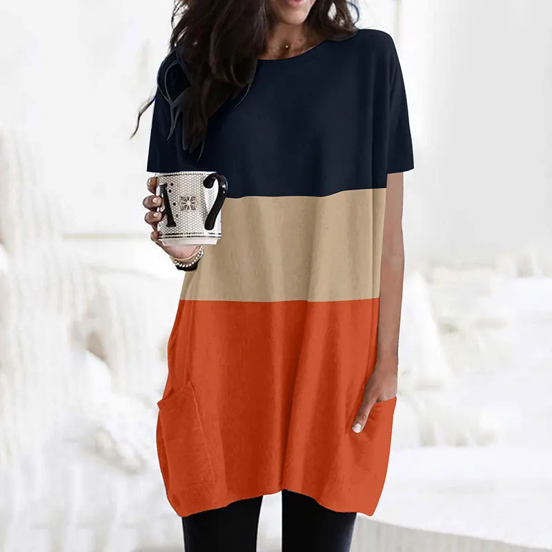 

Women's Summer Loose Mini Feminine Party Dress 2021 Sundress O-Neck Elegant Casual Ladies Exotic Dresses Short Sleeve Robe Femme