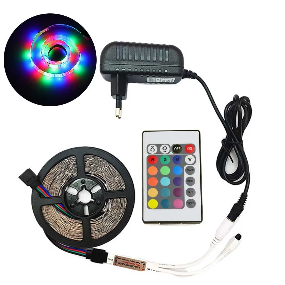 RGB Светодиодная лента 5 м 300 светодиодный s светодиодная лента световой полосы 12 В 2A Fiexble свет рождественский Настольный Декор лампа для ТВ фоновое освещение - Испускаемый цвет: RGB