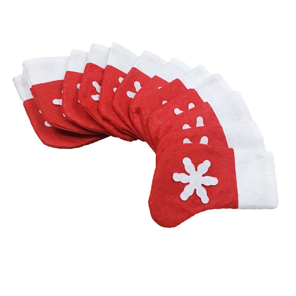 

8PCS Christmas Tableware Sock Holder Knifes Forks Pocket Bag Home Christmas Table Decorations Accessories Christmas Cutlery Sets