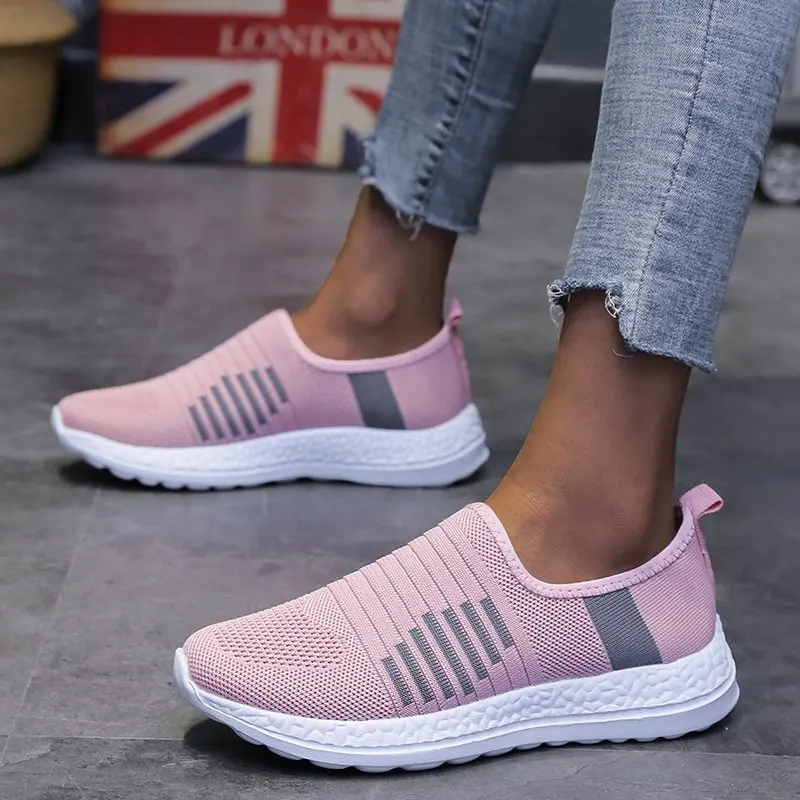 

Shoes Woman Sneakers High Quality Gingham Personality Women Sneakers Slip On Light Knit Stretch Fabric Socks Shoes Flats Shoes