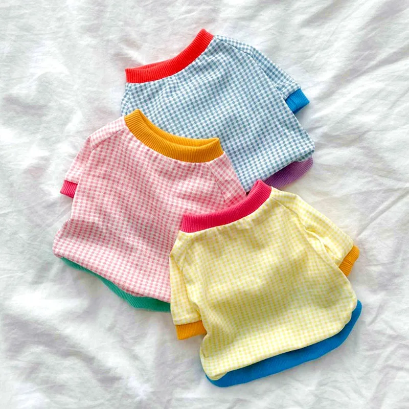 

2021 new Hoodies Dog clothes Sweatshirt Dogs Clothing for cats chiens small french bulldog Sweatshirts cute spring Grid Color an