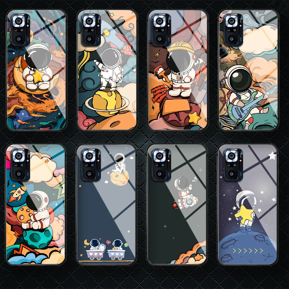 

Spaceman Astronaut Tempered Glass Phone Case Cover For Xiaomi Mi Poco A F X 2 3 8 9 10 11 T Pro Lite Ultra Max Nfc Hoesjes Cell