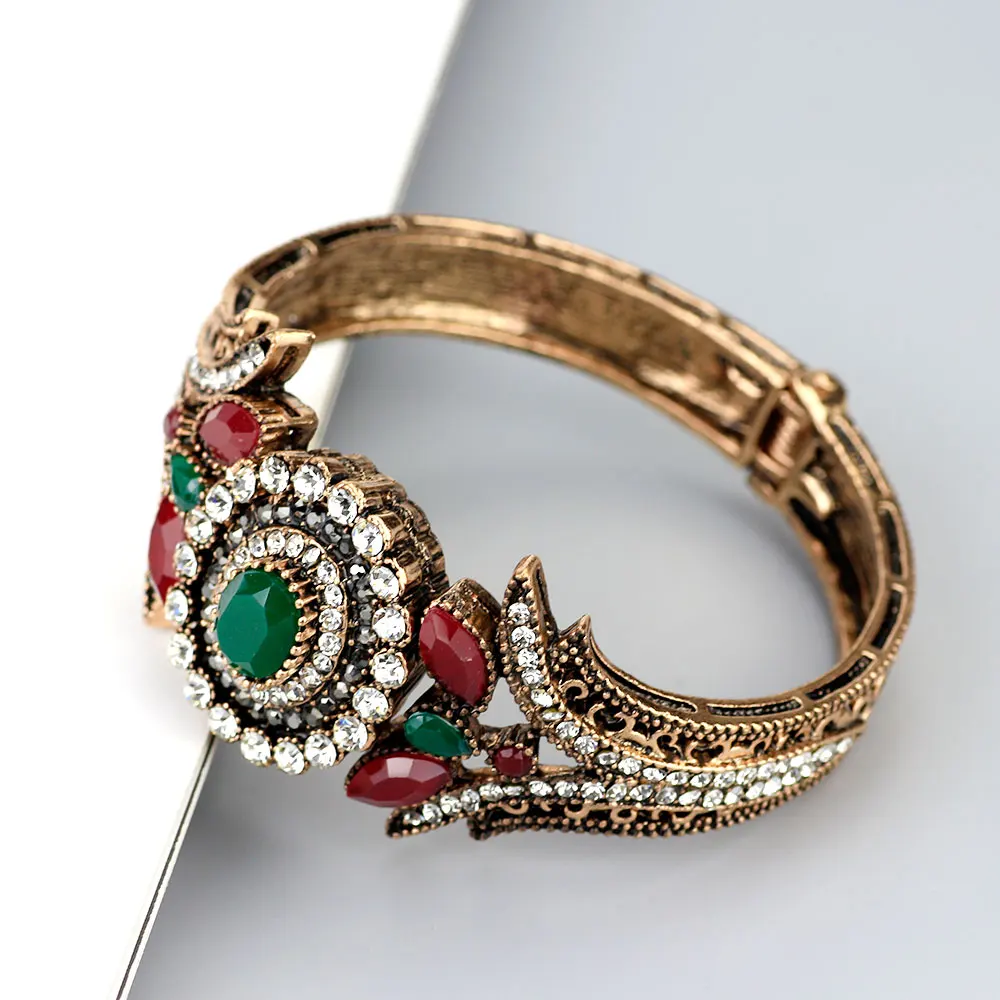 Sunspicems винтажный турецкий браслет манжета для женщин Смола Стразы ювелирные