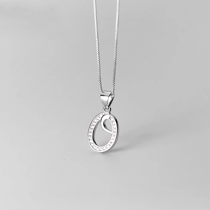

Real 925 Sterling Silver Initials Pendant 26 Capital Letters Zircon Alphabet Necklaces Pendants Fine Jewelry for Women