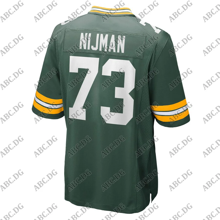 

Customized Stitch American Football Jersey Men Women Kid Youth Green Bay Yosh Nijman Green Game Jersey