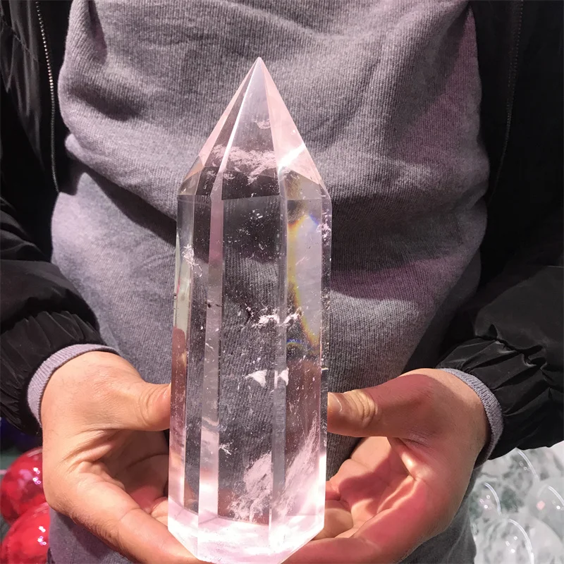 

White fused quartz crystal point healing obelisk hexagonal wand Aura gift for friends and family to promote natural health
