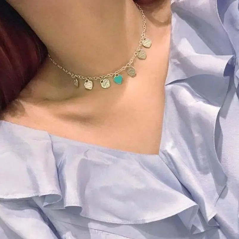 

Classic simple 7 Heart Pendant women's necklace, couple jewelry, S925, gift, necklace trend in 2021, original fashion, enamel