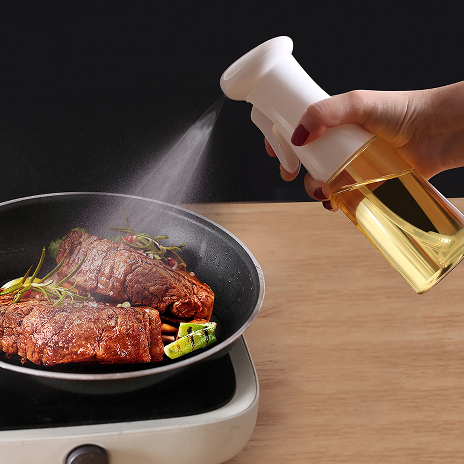 210ML Oil Spray Bottle Home Portable Transparent Liquid Dispenser For Vinegar Black/White Kitchen BBQ Tools |