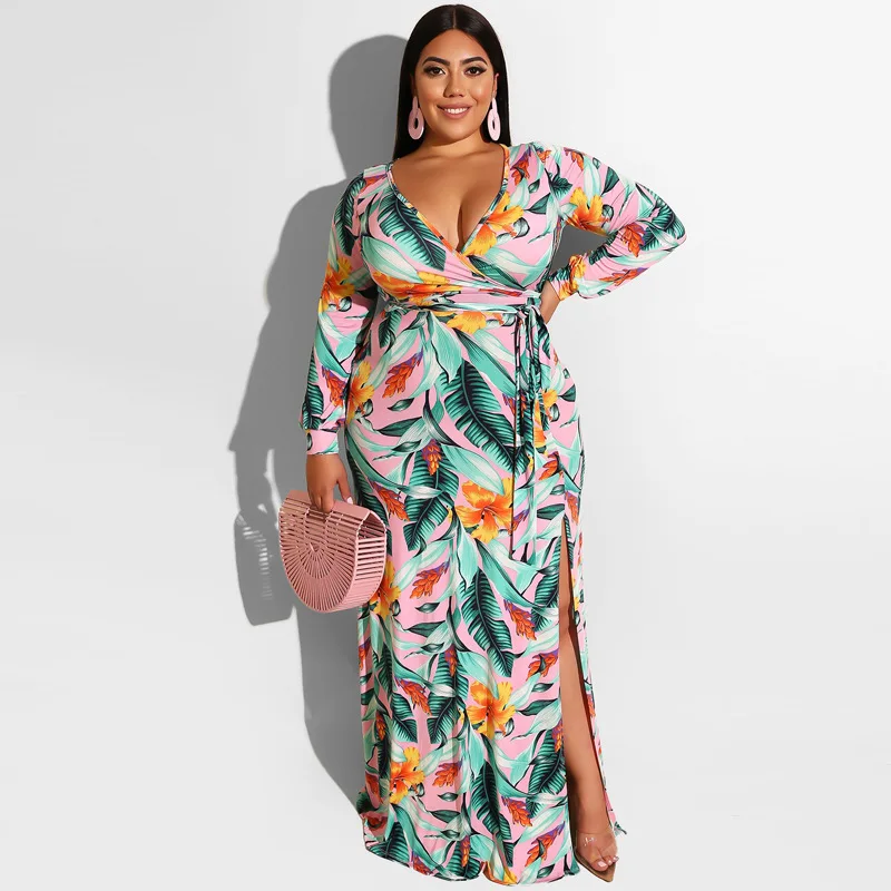 Новое модное сексуальное женское Макси платье с длинным рукавом глубоким