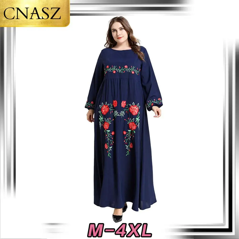 Мусульманское женское мусульманское турецкое модное вышитое платье большого