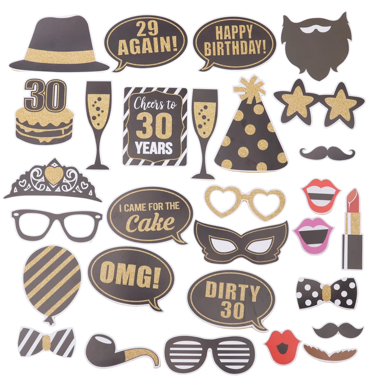 

29 Pcs Photo Booth Props DIY Kit Funny Decorative Birthday Party Props