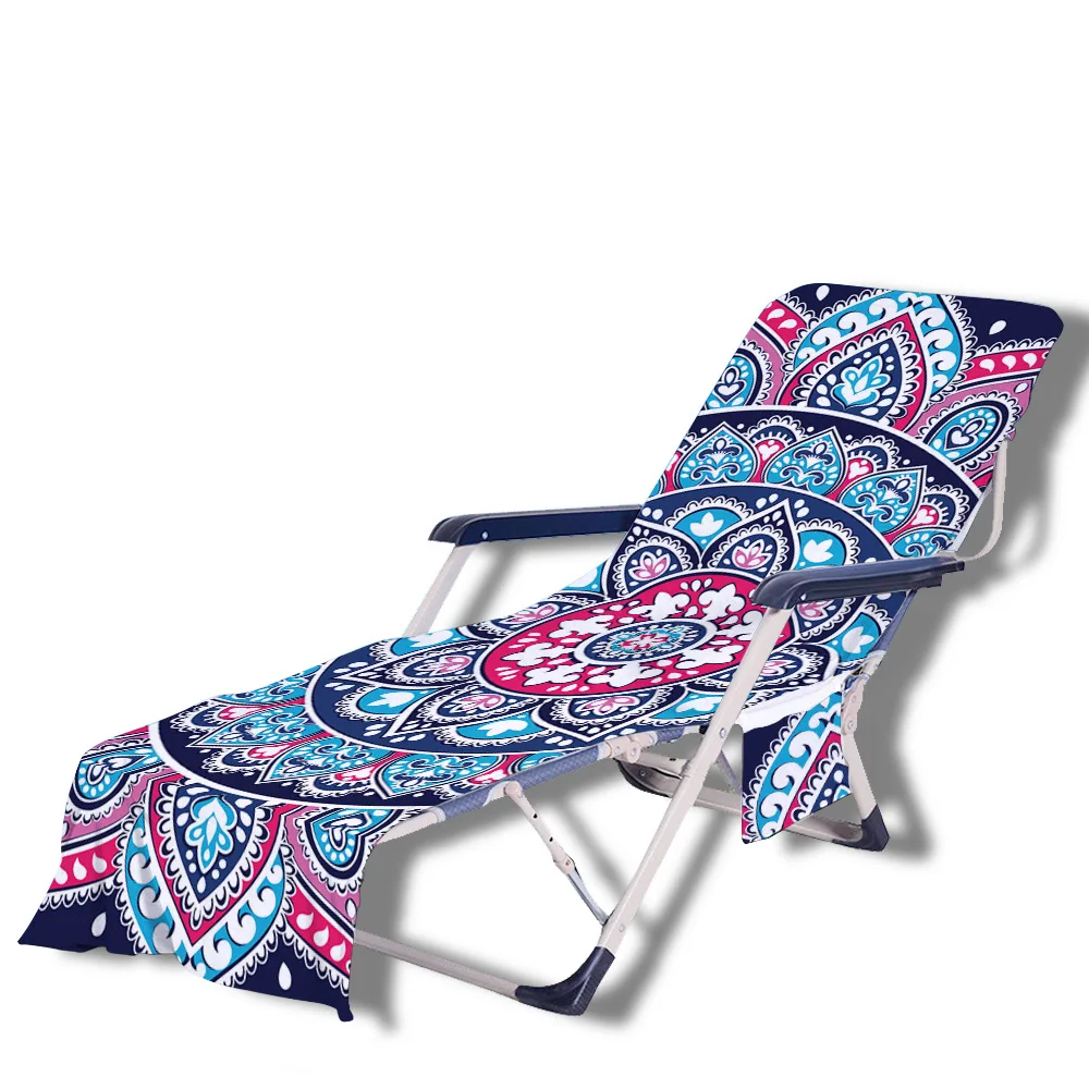 

Mandala Beach Chair Cover Towel with Side Storage Pockets for Pool Sun Lounger Sunbathing Vacation 82.5"x29.5"