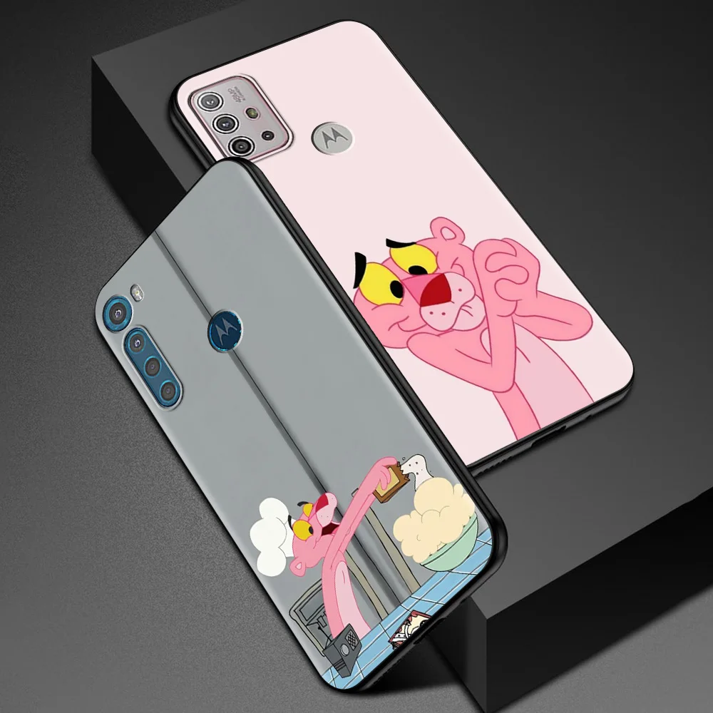 For MOTOROLA One Fusion Case for Moto G10 G9 G8 Plus Play Power One G20 G30 G40 G50 G60 Edge 20 Phone Shell Cartoon Pink Panther