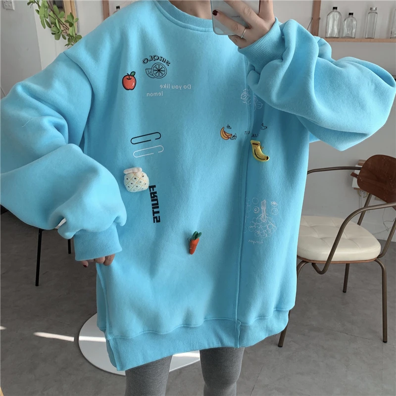 

3997 2021 new women new round neck loose solid color simple fashion Sweatshirts