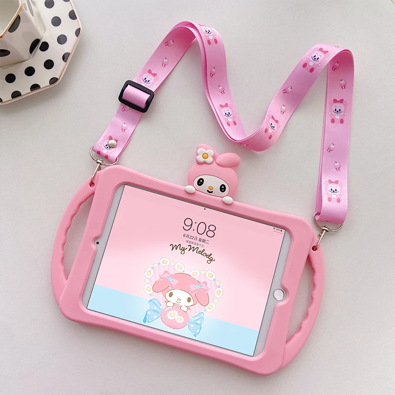 

Милый мультяшный Чехол для IPad 9,7 2018 2017 Pro 9,7 10,2 8th 7th Air 1 2, чехол для Mini 12345, силиконовый чехол из поликарбоната с подставкой и ремешком