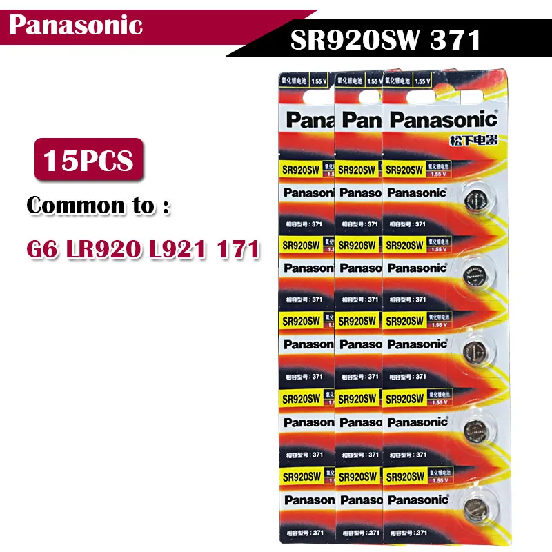 Оригинальный кнопочный элемент Panasonic 1 55 в SR920SW 371 AG6 15X аккумулятор для часов