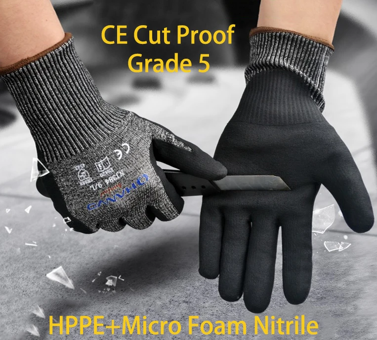 

HPPE Micro Foam Nitrile Maxi High Flex ANSI A4 Anti Cut Resistant Proof Glass Handling Butcher Safety Work Gloves