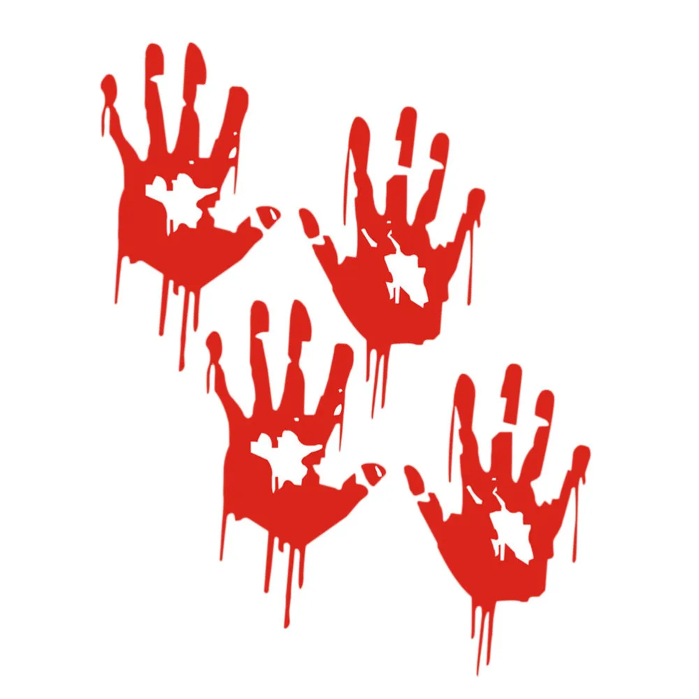 

2pcs Reflective Car Stickers Bloody Handprint Creative Decals Waterproof Auto Decoration Car-styling (Red)