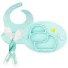 4 шт.компл. Детские Силиконовые коврики набор посуды на присоске детская тарелка контейнер для кормления пищи детская посуда нагрудники тарелка