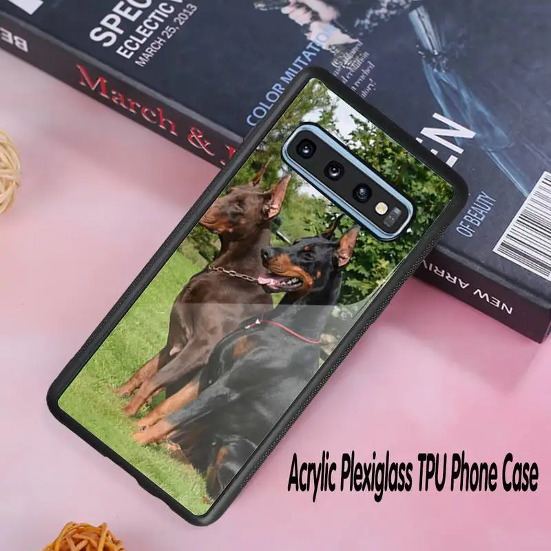 

Animal Dachshund Doberman Dog Phone Case Acrylic Plexiglass TPU For Samsung Galaxy S8 S9 S10 s10e S20 PLUS ULTRA S6edge