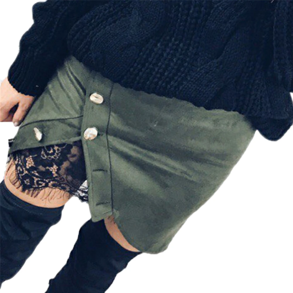 Женские юбки-карандаш с высокой талией пуговицами и кружевом в стиле пэчворк