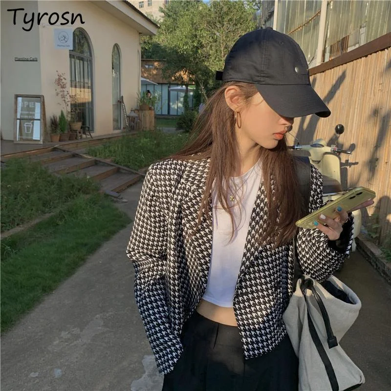 

Укороченные блейзеры, женская верхняя одежда с длинным рукавом, офисные женские костюмы в британском стиле, высококачественные удобные простые дизайнерские клетчатые костюмы