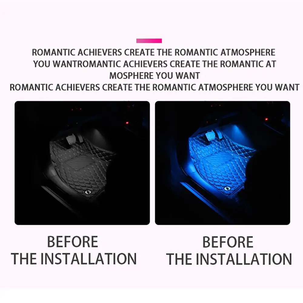 4 шт. автомобильный светильник для салона RGB Светодиодная лента цветные лампы s