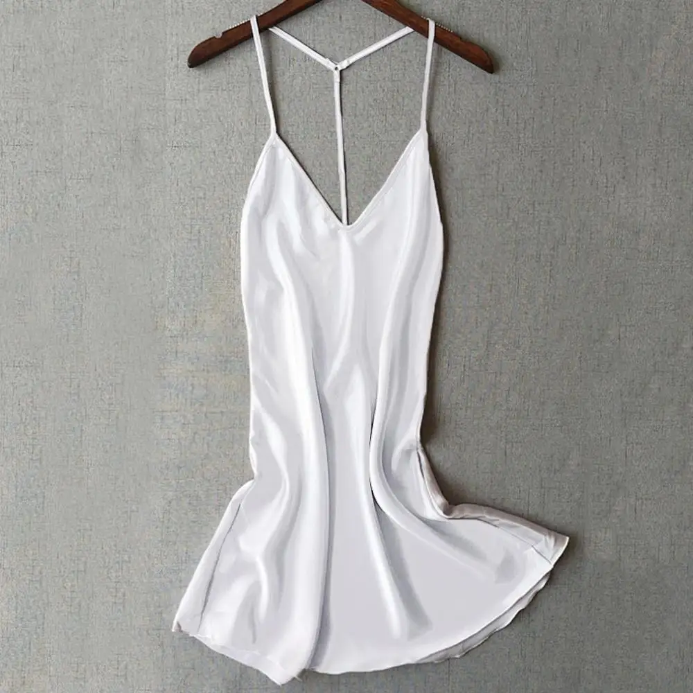 

Women Sleepwear Lingerie Sexy Hot Erotic Sexy Camisole Satin Open back Nightdress Polyester nightwear Babydoll night dress N4