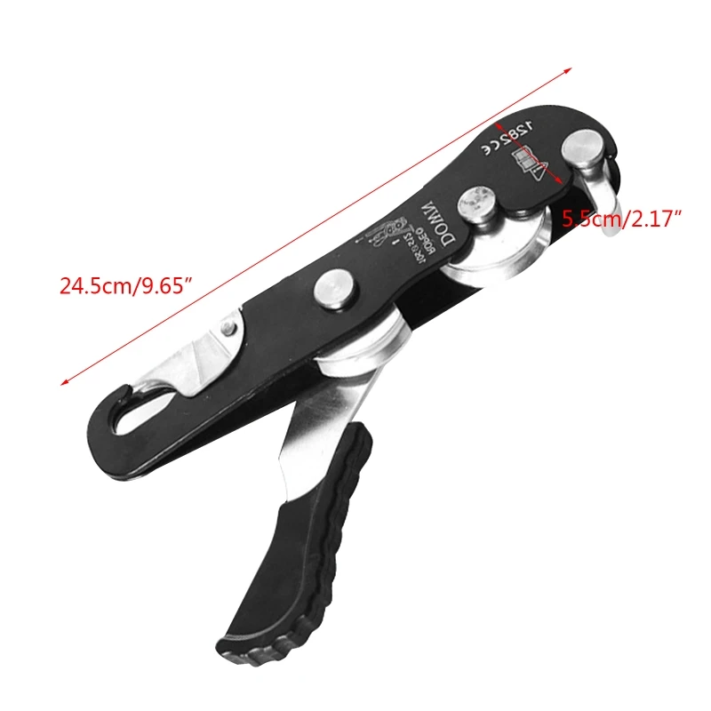 

Professional Rock Climbing Descender Equipment for 8-13mm Rope Self-braking Stop Rope Clamp Grab Rescue Carabiner Rappelling