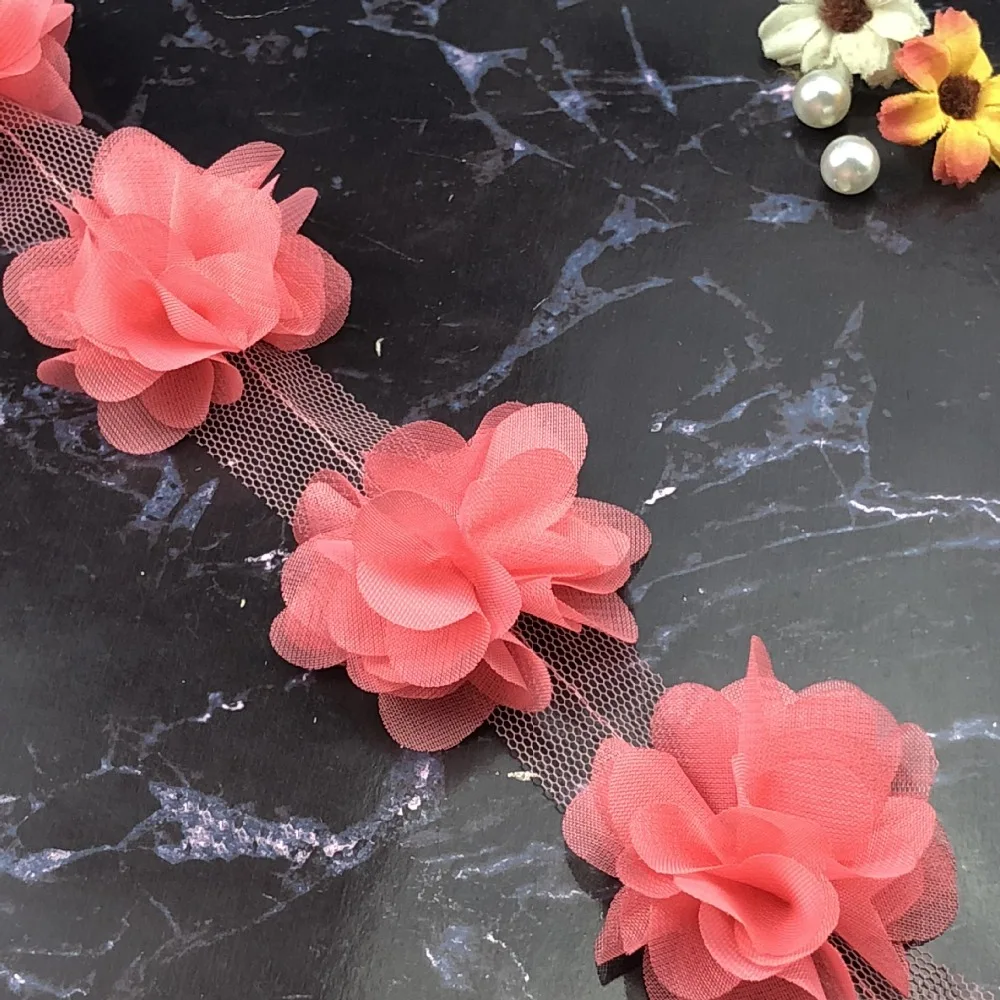 24 шт. кружевное шифоновое платье с объемными цветами декоративная кружевная