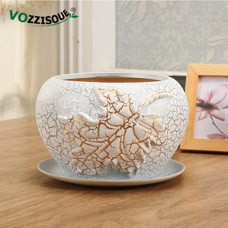 Скандинавский плантатор кленовый лист трещины декоративные горшки для цветов