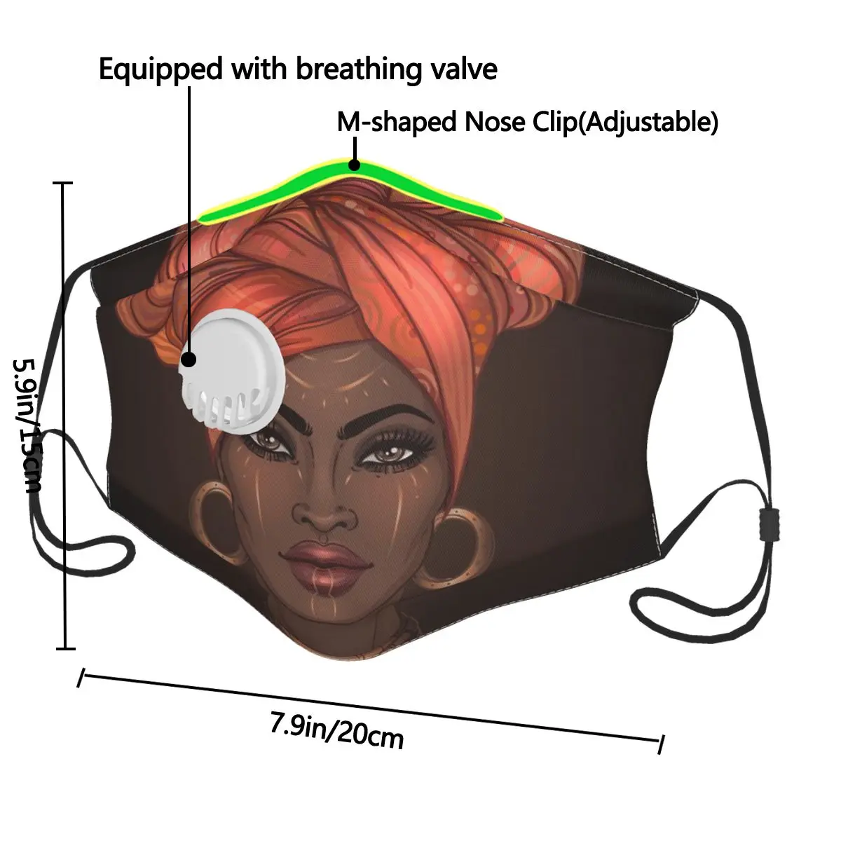 

African American Pretty Girl Mouth Face Mask Anti Haze/Anti Dust Mouth Mask Respirator With Filter Respirator