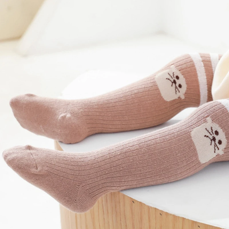 1 par beb&eacute; ni&ntilde;os ni&ntilde;as medias de algod&oacute;n de dibujos animados de ni&ntilde;os Oto&ntilde;o Invierno calentador de la pierna Calcetines Ni&ntilde;o antideslizante hasta la rodilla medias largas calcet&iacute;n-4