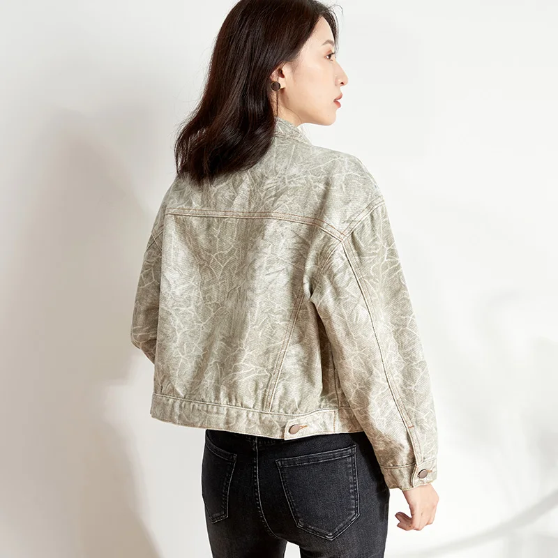 Леопардовая джинсовая куртка для женщин большие размеры модное армейское