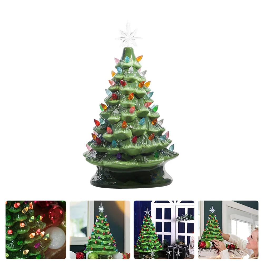 

Ceramic Tabletop Christmas Tree Luminous Christmas Tree Decor (Battery)