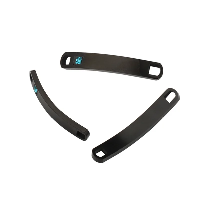 

Stainless Steel Black Color Oval Curved Long Connector Double Hole Braided Bracelet Accessory
