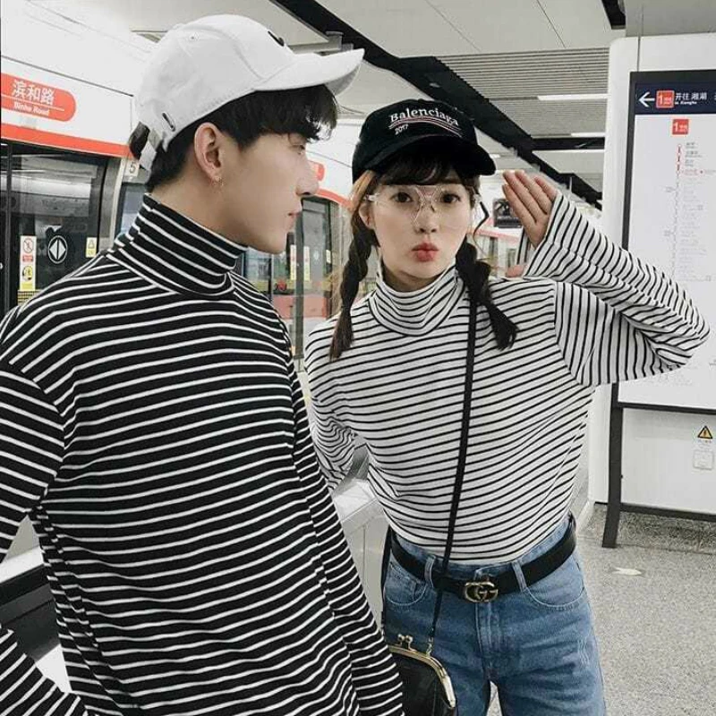 Футболка мужская с длинным рукавом полосатая водолазка в стиле оверсайз