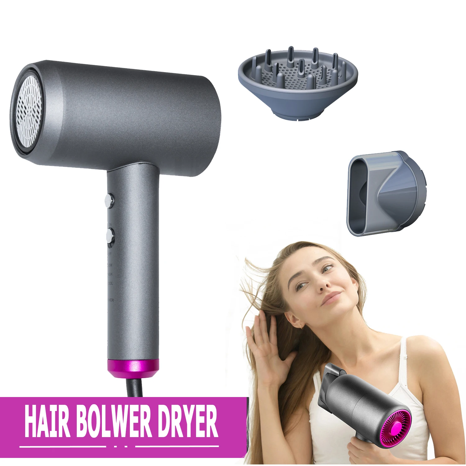 

Hair Dryer For Hair Quick Dry 1600W Hairdryer Dryer Home Cold Hot Air Circulating Professional Style Hair Dryer