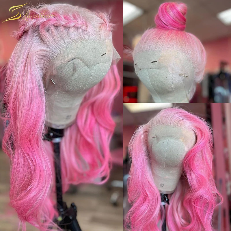 

Парик Омбре розового цвета блонд 613 на сетке спереди, парик свободного покроя, волнистые на сетке спереди, парик из человеческих волос HD, про...