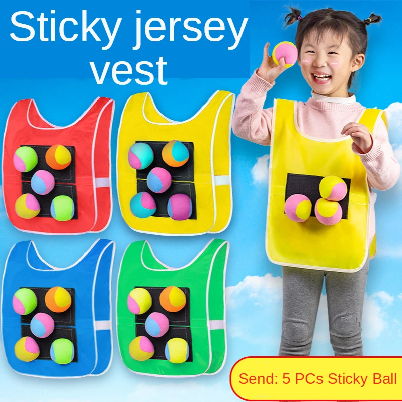 

Kids Outdoor Sport Game Props Vest Sticky Jersey Vest Game Vest Waistcoat With Sticky Ball Throwing Toys For Children Sports Toy