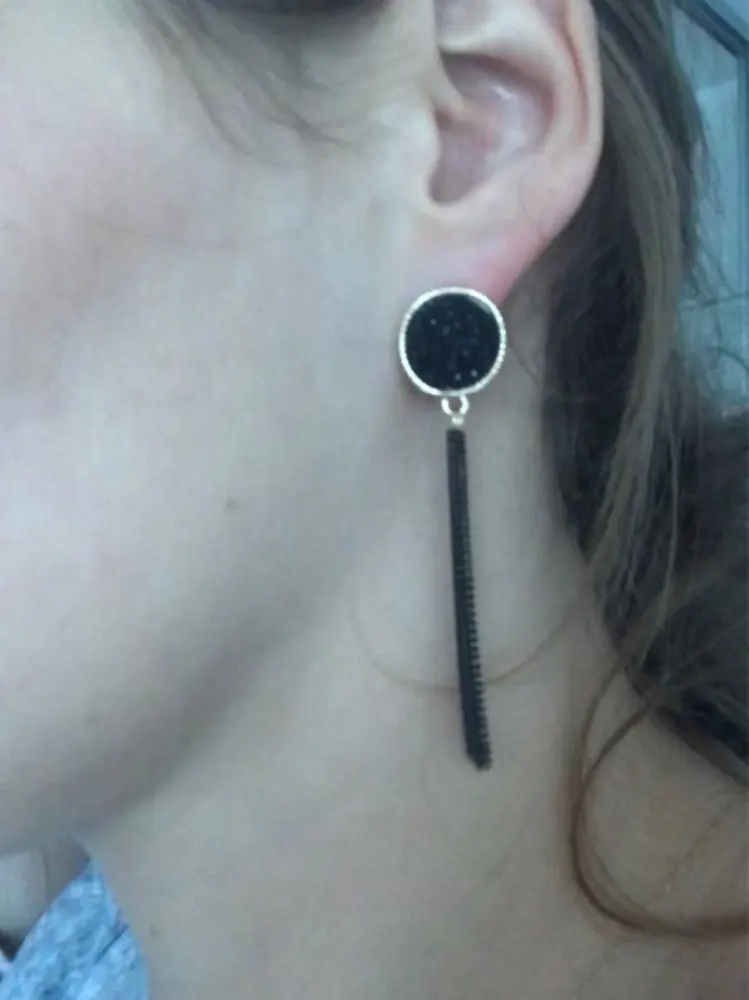 Винтажные черные серьги с кисточками женские роскошные Висячие для женщин